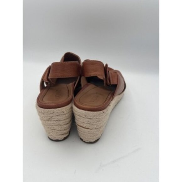 Vionic Womens Open-Toe Brown Leather Slingback Wedge Sandals Size 8M Espadrille - Picture 5 of 7